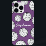 Einzigartiger Individuelle Name Volleyball Lila title_seo2<br><div class="desc">Ein cooles iPhone pro max Gehäuse mit einem individuelle Name und einem Stück Volleyball vor einem pastellfarbenen lila Hintergrund.</div>