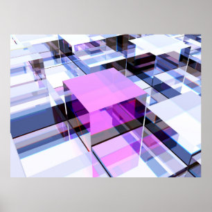 Einzigartiger lila Würfel Poster