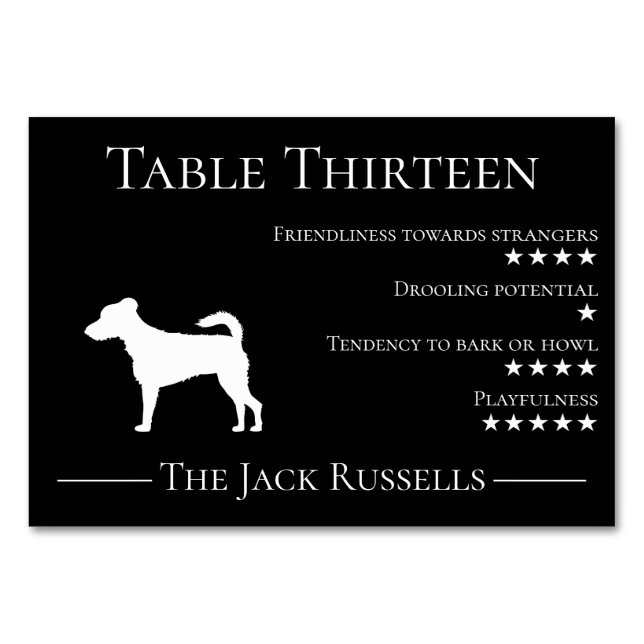 Einzigartiger lustiger Hunde-Jack Russell-Team Tischnummer (Vorderseite)