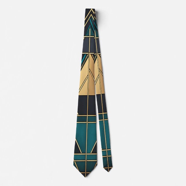 Einzigartiger Luxus Golden Green Print Krawatte (Vorderseite)