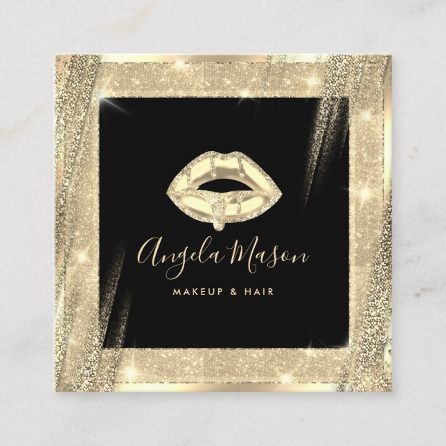 Einzigartiger Makeup Künstler Chic Salon QR Code B Quadratische Visitenkarte (Vorderseite)