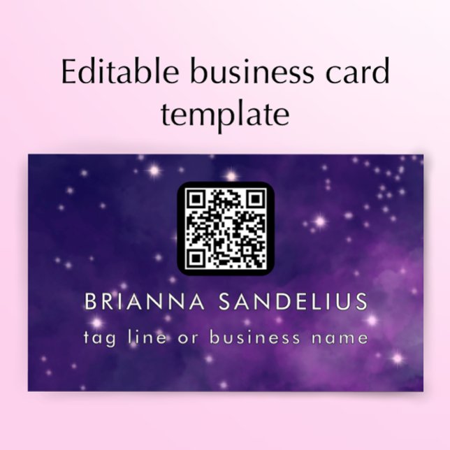 Einzigartiger moderner cooler Nebel-QR-Code indivi Visitenkarte (Personalize this unique nebula business card template. Editable modern cool.)