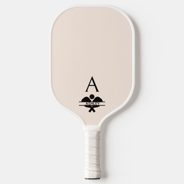 Einzigartiger Monogramm-Name Blush Pinkblush Pickleball Schläger (Vorderseite)