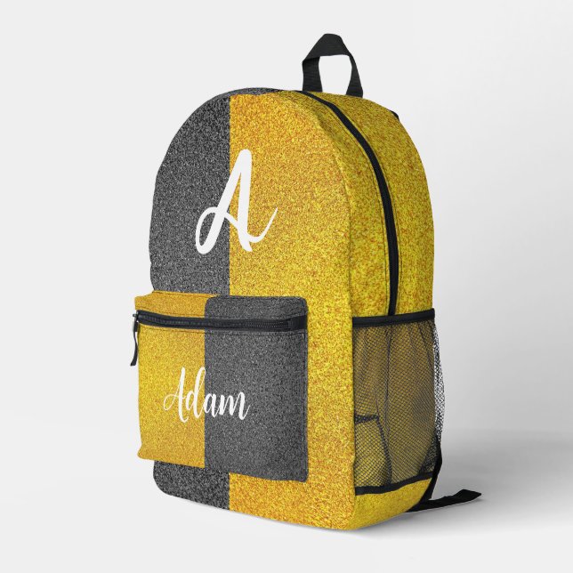 (Einzigartiger Monogramm und Anfangsname) Luxus Sc Bedruckter Rucksack (Rückseitige Ecke Rechts)