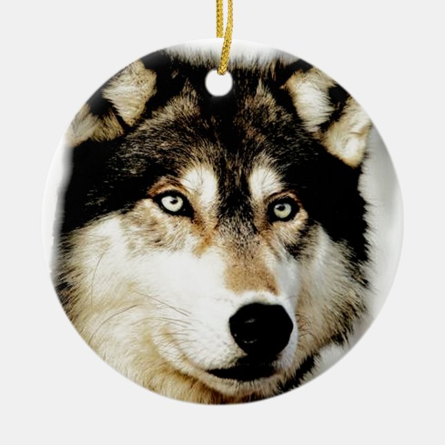 Einzigartiger Motivierend Wolf Keramik Ornament (Vorne)