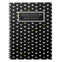 Einzigartiger Name Valentinstag Goldenes Herzmuste Notizblock
