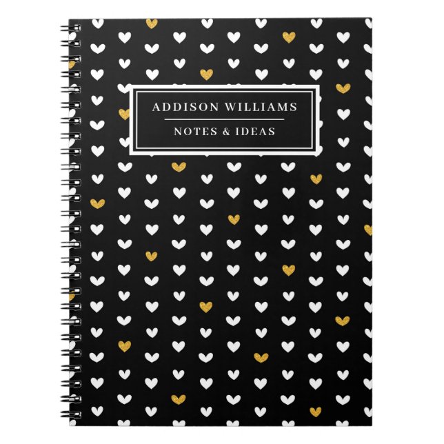 Einzigartiger Name Valentinstag Goldenes Herzmuste Notizblock (Vorderseite)