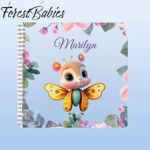 Einzigartiger Niedlicher Girl Butterfly mit rosa B Notizbuch