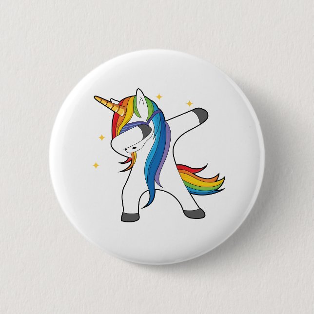 Einzigartiger niedlicher Unicorn-betupfender Knopf Button (Vorderseite)