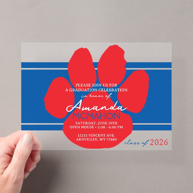 Einzigartiger Pawprint Blauer und Roter Abschluss  Acryleinladungen (Insitu (Handheld))
