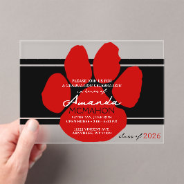 Einzigartiger Pawprint Schwarzer und Roter Abschlu Acryleinladungen