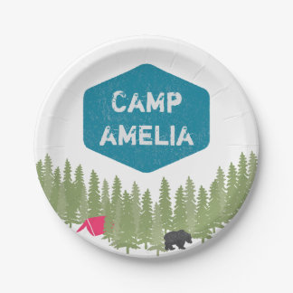 Einzigartiger Personalisierter Campingname Geburts Pappteller