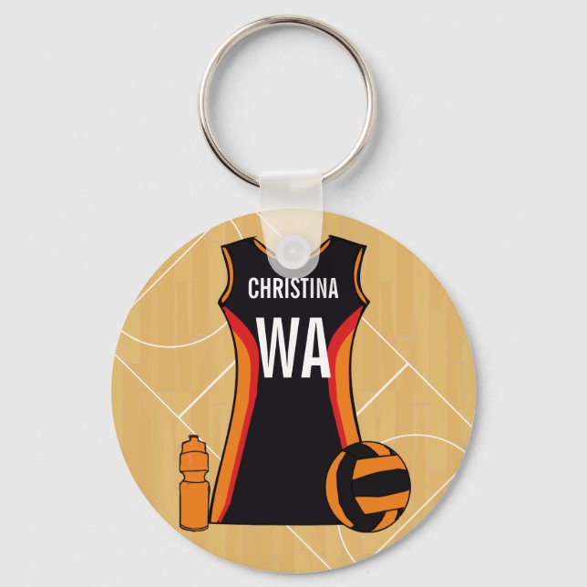 Einzigartiger Personalisierter Netball Schlüsselanhänger (Vorderseite)