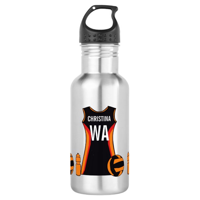 Einzigartiger personalisierter Netball Trinkflasche (Vorderseite)