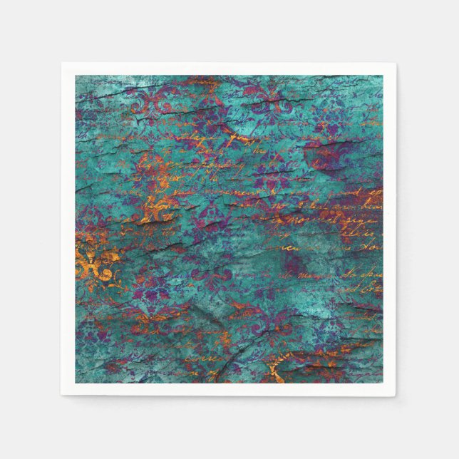 Einzigartiger Pfau aquamarin, magenta, lila blaue  Serviette (Vorderseite)