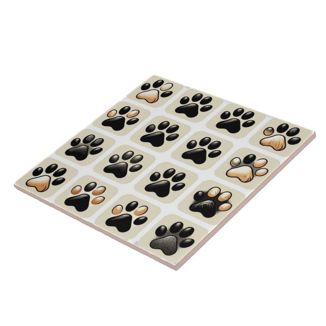 Einzigartiger Pfotendruck Fliese (Seite)