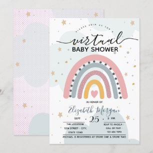 Einzigartiger Rainbow Dots Virtual Baby Shower Ein Einladung