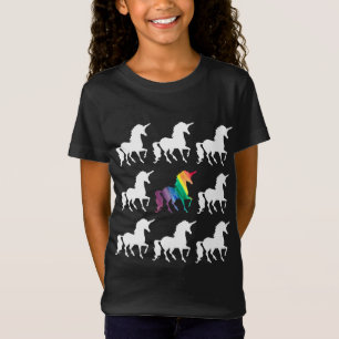 Einzigartiger Regenbogen-schwarze u. weiße T-Shirt