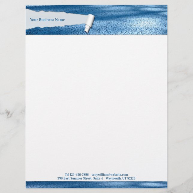 Einzigartiger Ripped Blue Letterhead Briefkopf (Vorderseite)