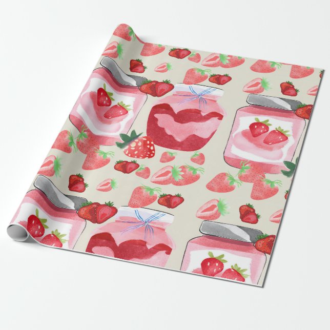 Einzigartiger Roter Strawberry Jam Geschenkpapier (Ungerollt)