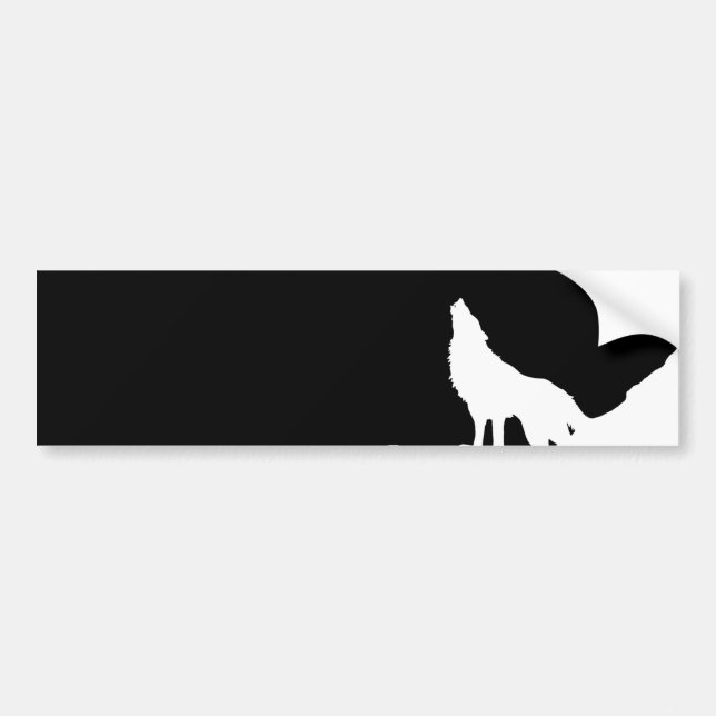 Einzigartiger Schwarz-Weiß-Pop Art Wolf Silhouette Autoaufkleber (Vorne)