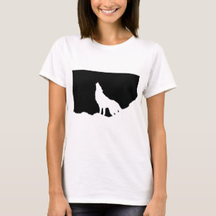 Einzigartiger Schwarz-Weiß-Pop Art Wolf Silhouette T-Shirt