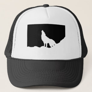 Einzigartiger Schwarz-Weiß-Pop Art Wolf Silhouette Truckerkappe