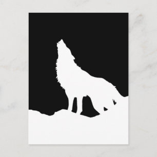 Einzigartiger Schwarz-Weiß-Pop-Art-Wolfsilhouette Postkarte