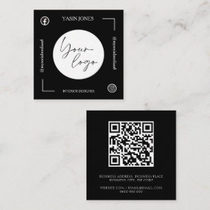 Einzigartiger Schwarz-Weiß-QR-Code Quadratische Visitenkarte