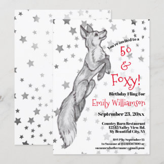 Einzigartiger Schwarz-weißer Red Fox Star Foxy 50. Einladung