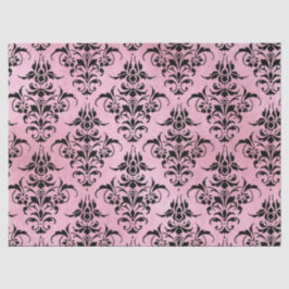 Einzigartiger schwarzer Damast auf rosa Decoupage Seidenpapier