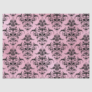 Einzigartiger schwarzer Damast auf rosa Decoupage Seidenpapier