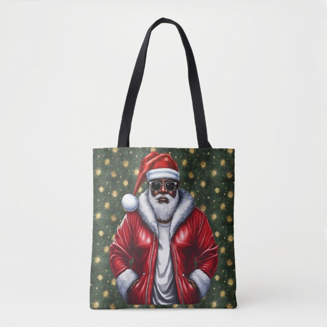 Einzigartiger schwarzer Santa große Umhängetasche Tasche (Vorderseite)