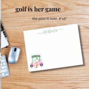 Einzigartiger Spaß Golf Gal Cart Monogramm Name Post-it Klebezettel