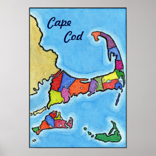Einzigartiger Spaß und bunte Cape Cod-Karte Poster