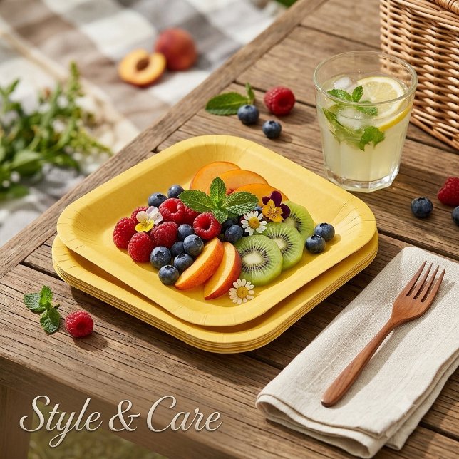 Einzigartiger und Personalisierter Single farbig Pappteller (Warm Yellow Orange Disposable Plates for Events)