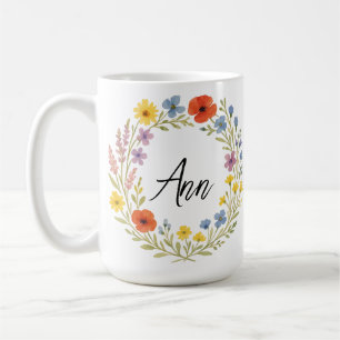 Einzigartiger Wasserfarben-Wildblumen-Kranz indivi Kaffeetasse