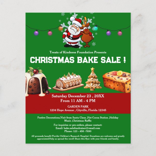 Einzigartiger Weihnachtsbake-Verkauf Fundraiser Flyer (Vorne)