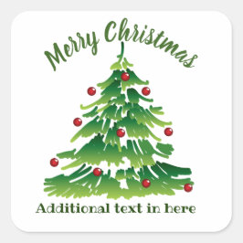 Einzigartiger Weihnachtsbaum in Red Green auf Whit Quadratischer Aufkleber