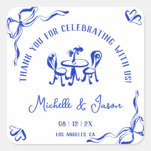 Einzigartiger Whimsical Hand Drawn Französischer B Quadratischer Aufkleber