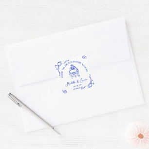 Einzigartiger Whimsical Hand Drawn Französischer B Quadratischer Aufkleber