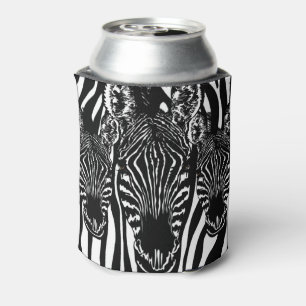 Einzigartiger Zebrakopf auf Zebradruck Dosenkühler