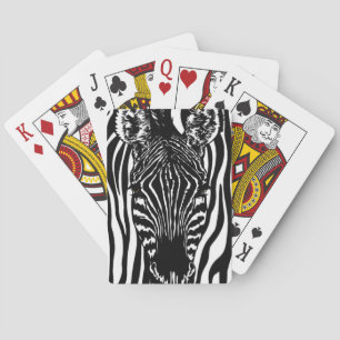 Einzigartiger Zebrakopf auf Zebradruck Spielkarten