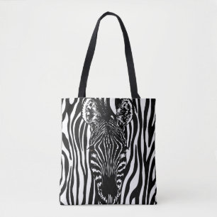 Einzigartiger Zebrakopf auf Zebradruck Tasche