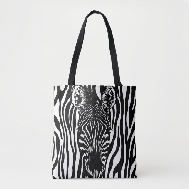 Einzigartiger Zebrakopf bei Zebra Print Tasche (Vorderseite)
