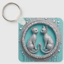 Einzigartiger Zwillingskristall-Katzen-Schmuck-Sku