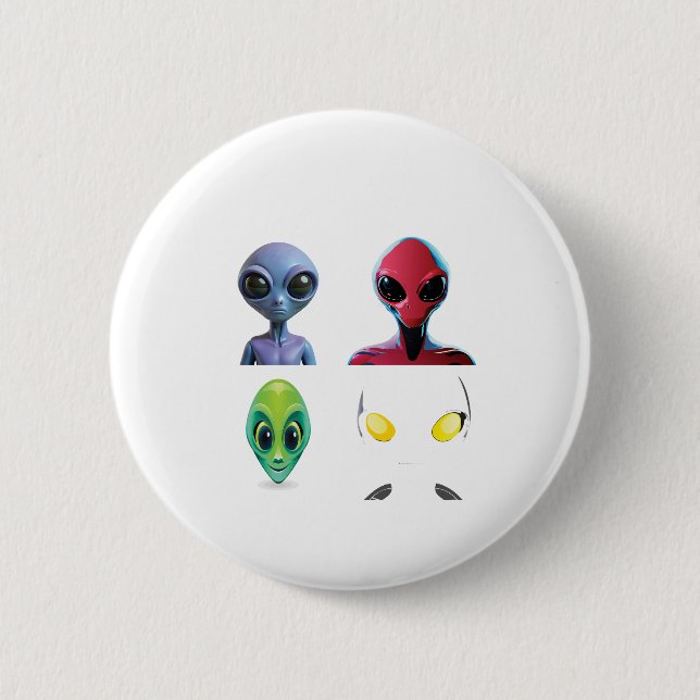 Einzigartiges 3D-Alien-Design Button (Vorderseite)