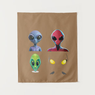 Einzigartiges 3D-Alien-Design Wandteppich