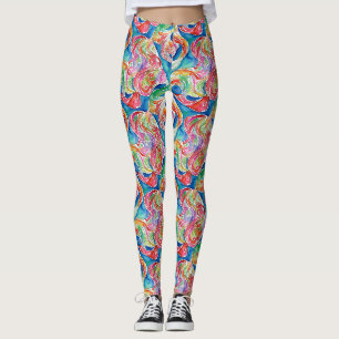 Einzigartiges Abstraktes Art Rainbow Wasserfarbmus Leggings