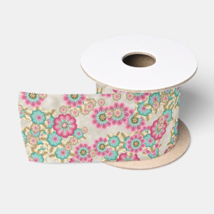 Einzigartiges abstraktes japanisches Blumenkunstmu Satinband